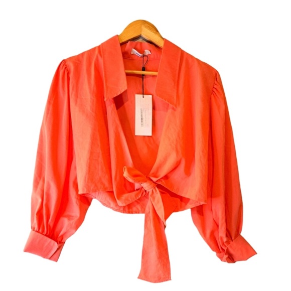 FLAMANT ROSE CORAL TIE FRONT
BALLOON SLEEVES BOHO TOP NWT Sz S fits Sz M - Picture 3 of 13